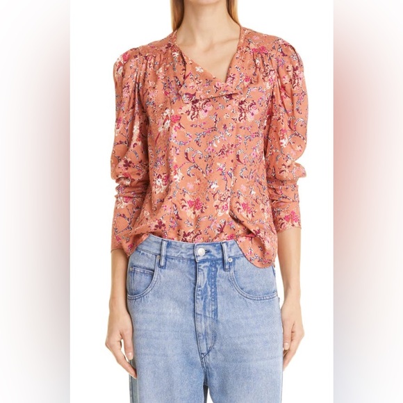 NWT $485 Isabel Marant Étoile Benson Printed Long-sleeve Top Blouse - Picture 1 of 5